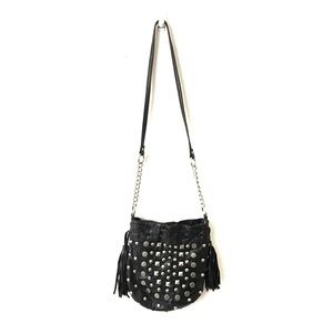 Black Studded Slouched Crossbody Purse